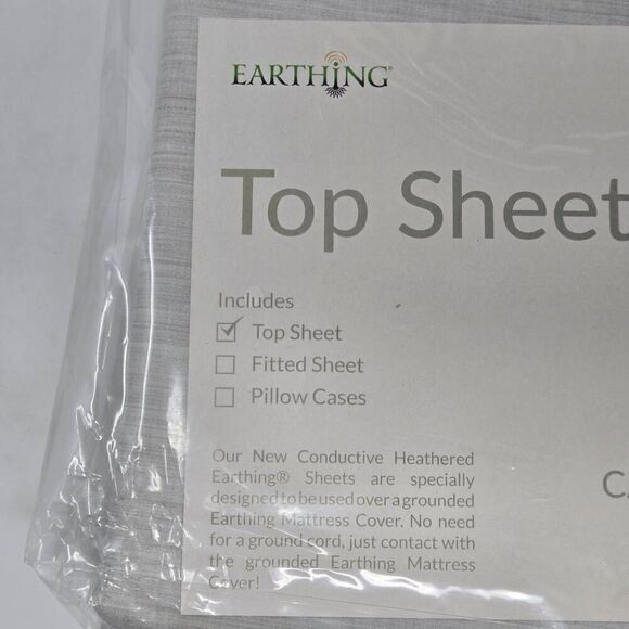 EARTHING GROUNDING BEIGE FLAT BED SHEET 98% COTTON 2% AGFLEX SILVER CAL KING - Picture 4 of 9